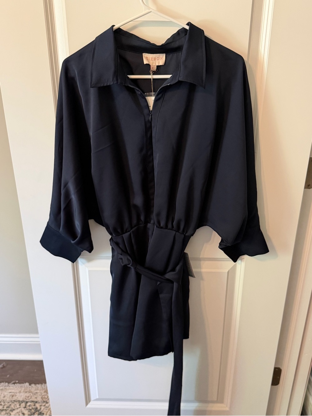 Nordstrom Navy Tie-Waist Romper